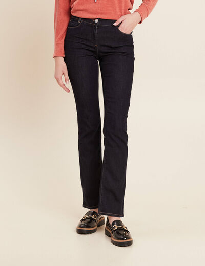 Jean droit taille basculée denim brut femme