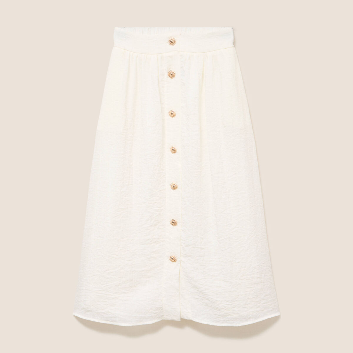 Jupe pliss&eacute;e taille haute doubl&eacute;e ecru femme