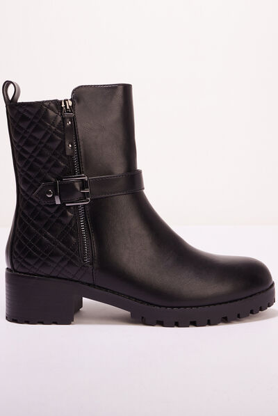 Bottines détails matelassés noir femme