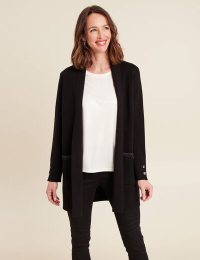 Gilet col châle noir femme