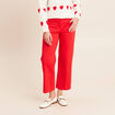 Pantalon droit 7/8&egrave;me taille standard rouge fluo femme