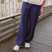 Pantalon coupe large bleu marine femme