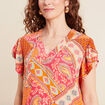 Blouse manches courtes orange femme