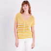 Pull manches courtes jaune moutarde femme