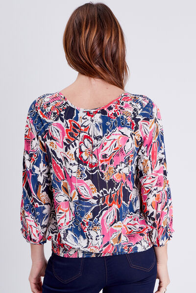 Blouse manches 3/4 orange foncé femme