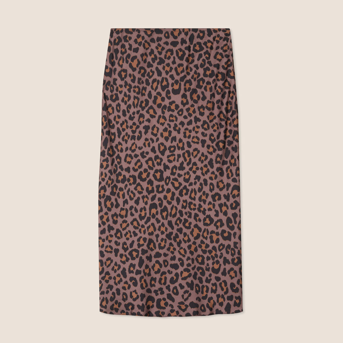 Jupe longue effet satin marron femme