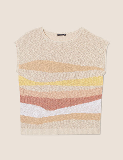 Pull sans manches beige femme