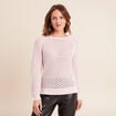 Pull col rond manches longues rose clair femme