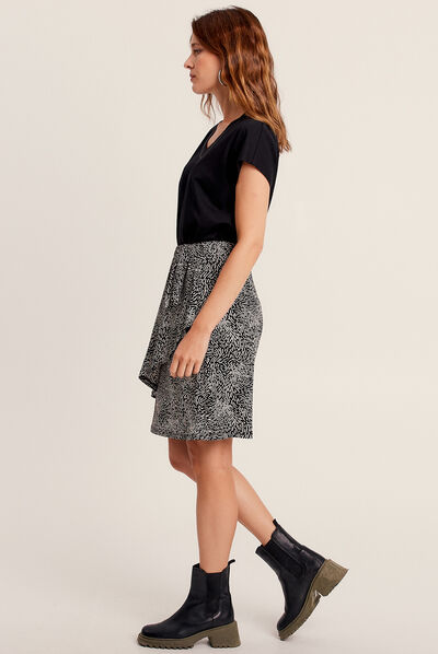 Jupe portefeuille noir femme