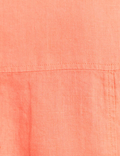 Robe droite courte col chemise orange fluo femme