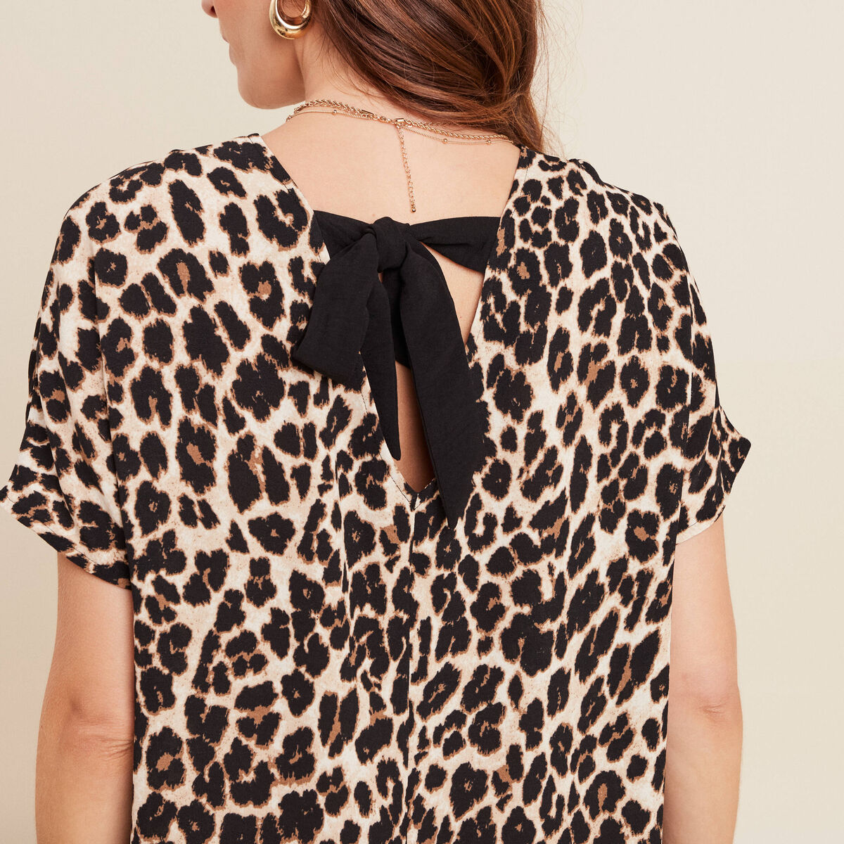 Robe fluide col V creme femme