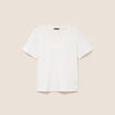 T-shirt col v manches courtes ecru femme