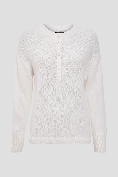 Pull manches longues ecru femme