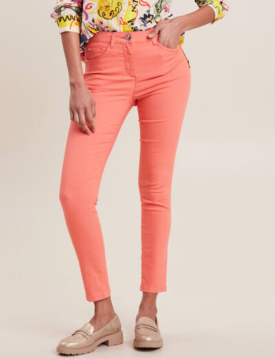 Pantalon léger taille standard 7/8ème orange clair femme