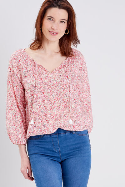 Blouse manches 3/4 ecru femme