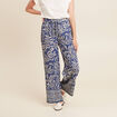Pantalon large taille haute bleu femme