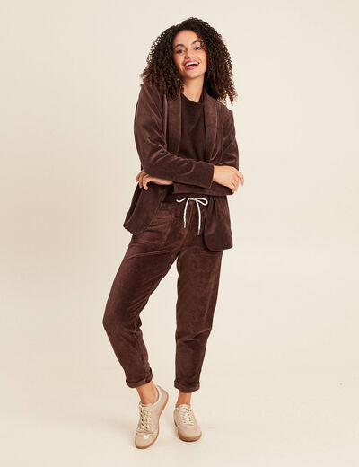 Pantalon coupe mom en velours marron femme