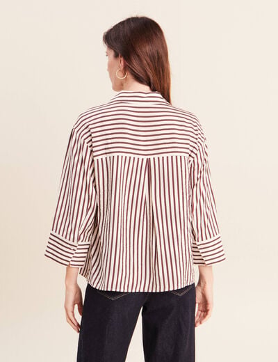 Chemise ample manches 3/4 marron femme