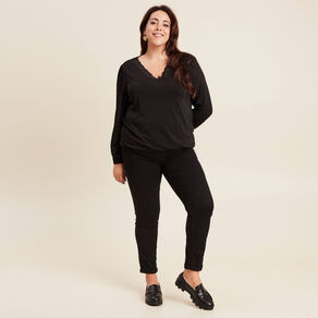 Blouse manches longues noir femme