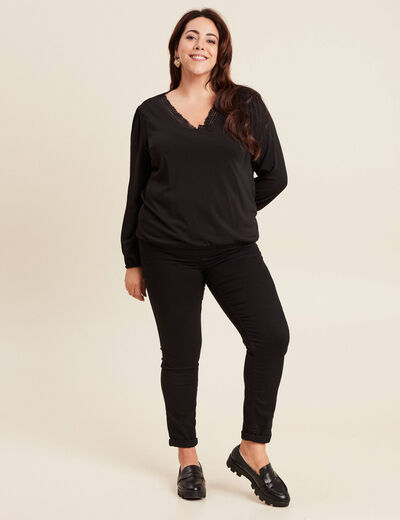 Blouse manches longues noir femme