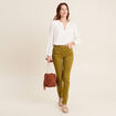 Jean magique L'Unique coupe ajust&eacute;e vert olive femme