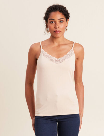 Débardeur thermo-douceur bretelles fines beige femme