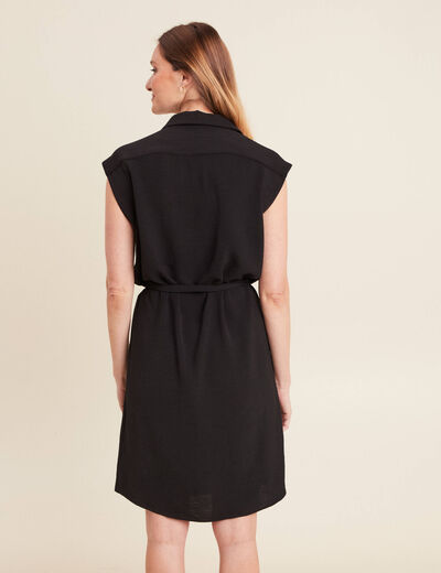 Robe droite courte manches courtes noir femme