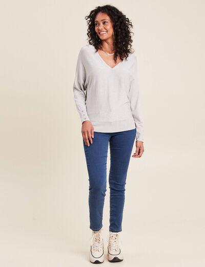 Pull manches longues couleur argent femme