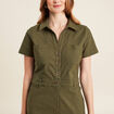 Robe ajustée manches courtes vert olive femme