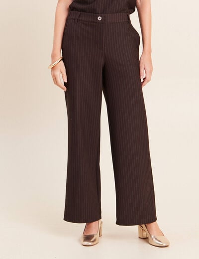 Pantalon large 7/8&egrave;me marron femme