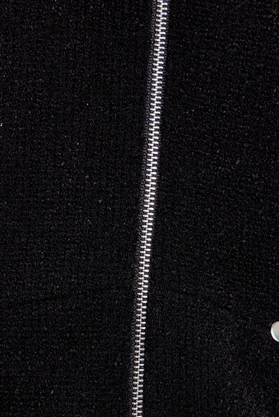 Gilet manches longues zippé noir femme