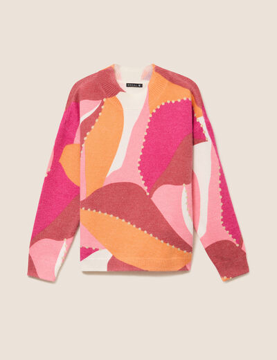 Pull col montant orange femme