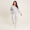 Pantalon jogging métallisé gris argent femme
