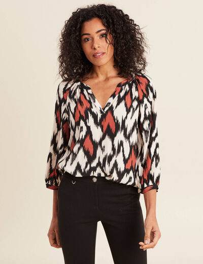 Blouse manches 3/4 orange femme