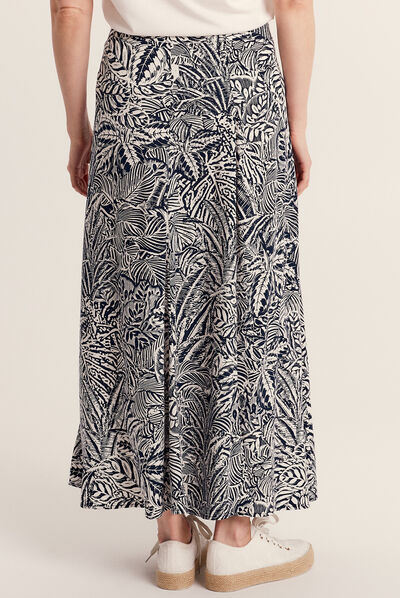 Jupe longue évasée bleu marine femme