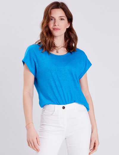 T-shirt manches courtes bleu femme