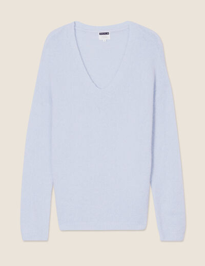 Pull manches longues bleu pastel femme