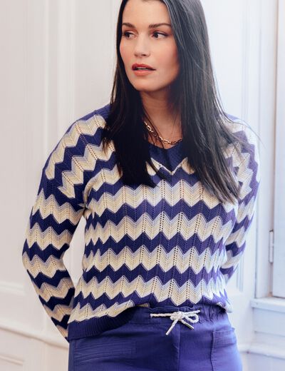 Pull confectionné en France bleu femme