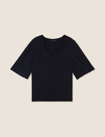 Blouse manches 3/4 noir femme