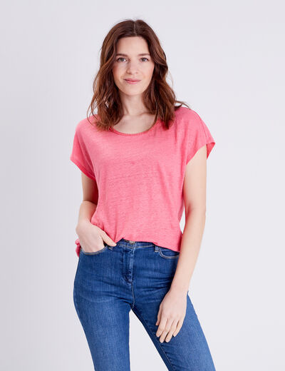 T-shirt manches courtes rose fushia femme