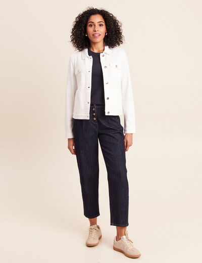 Veste jean manches longues blanc femme