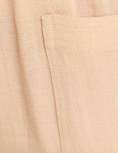 Pantalon mom 7/8&egrave;me en coton beige femme