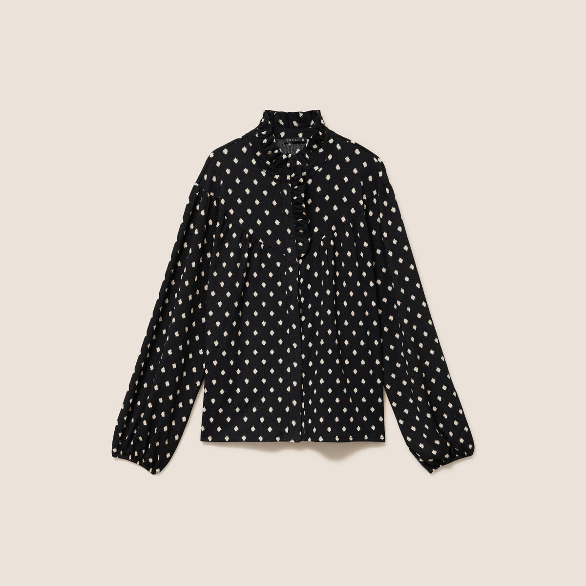 Blouse droite manches longues noir femme