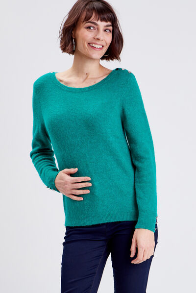Pull manches longues vert menthe femme