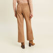 Pantalon aspect daim marron femme