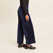 Pantalon large velours bleu fonc&eacute; femme