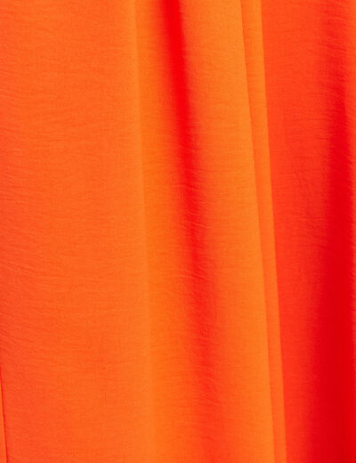 Pantalon jupe-culotte large orange corail femme