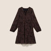 Robe courte &eacute;vas&eacute;e col v manches longues noir femme