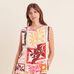 Blouse droite courte sans manches multicolore femme