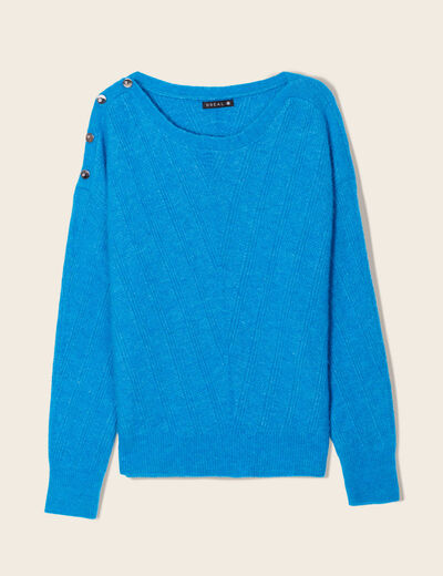 Pull manches longues bleu femme